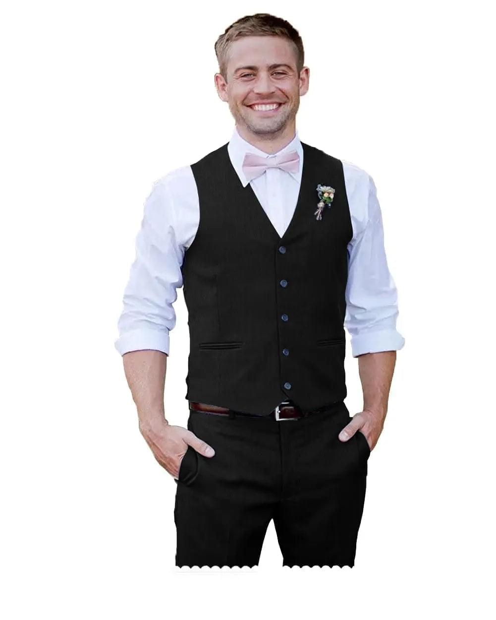 Men's V Neck Vest Suit