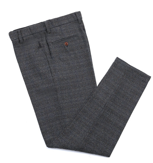 Men's 3 Pieces Classic Light Black Tweed Plaid Suit