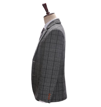 Men's 3 Pieces Classic Dark Grey Tweed Plaid Suit