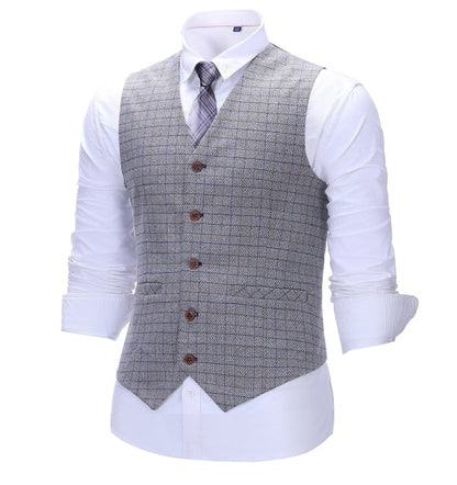 Men's 3 Pieces Classic Fine White Plaid Suit