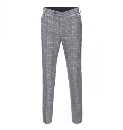 Men's 3 Pieces Classic Light Grey Herringbone Plaid Suit