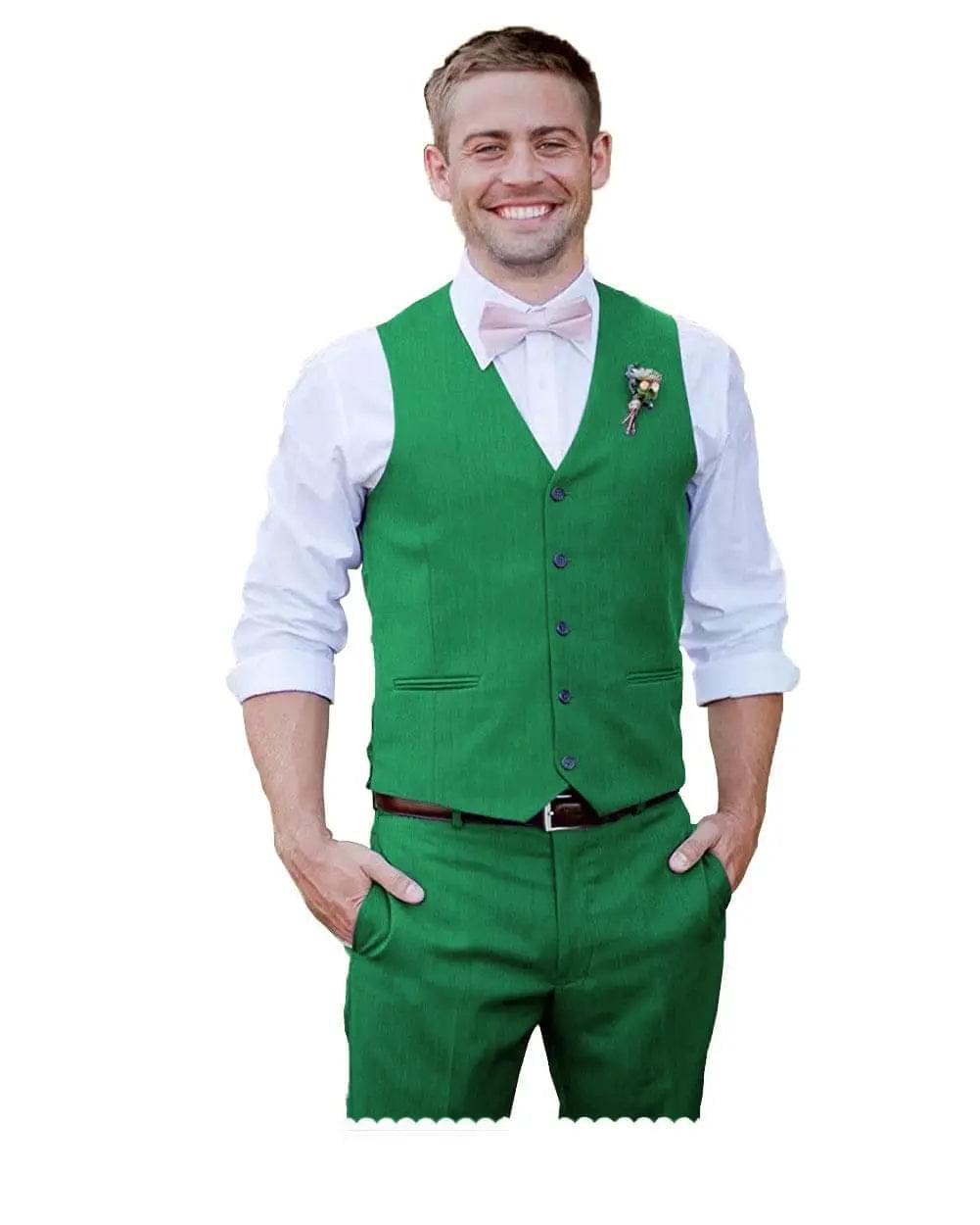 Men's V Neck Vest Suit