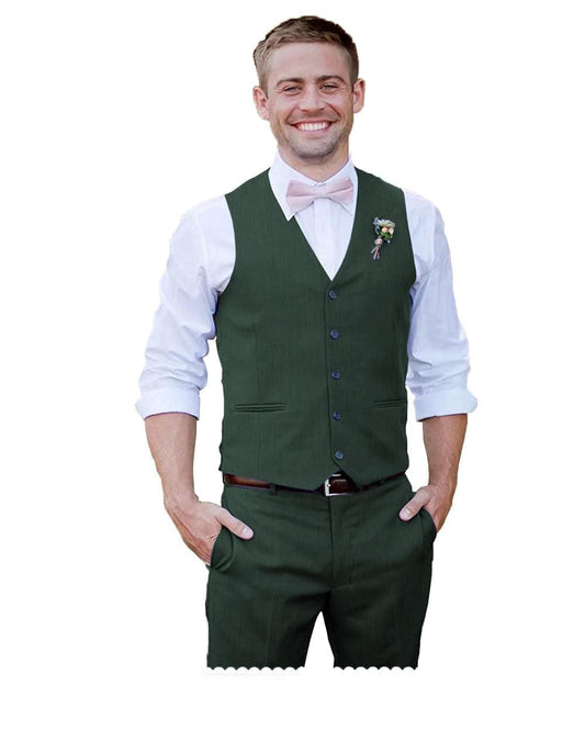 Men's V Neck Vest Suit