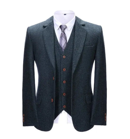 Men's 3 Pieces Classic Cyan Suit