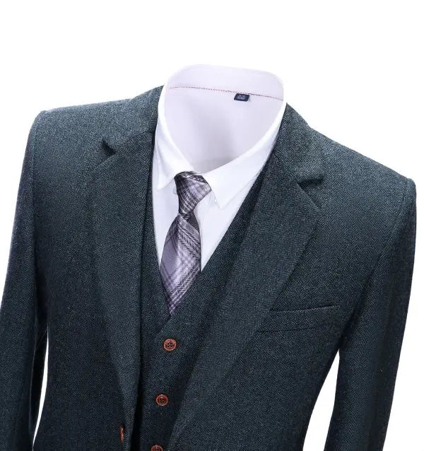 Men's 3 Pieces Classic Cyan Suit