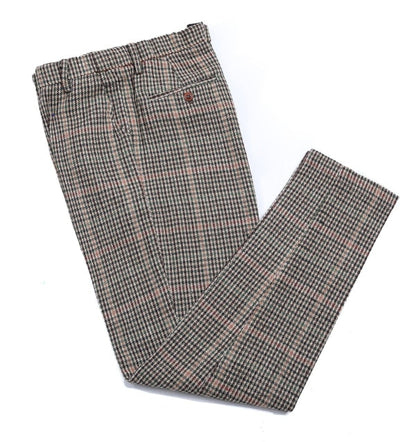 Men's 3 Pieces Classic Khaki Plaid Suit