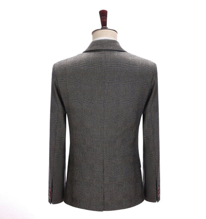 Men's 3 Pieces Classic Fine Grey Check Suit