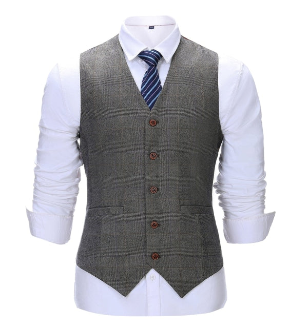 Men's 3 Pieces Classic Fine Grey Check Suit