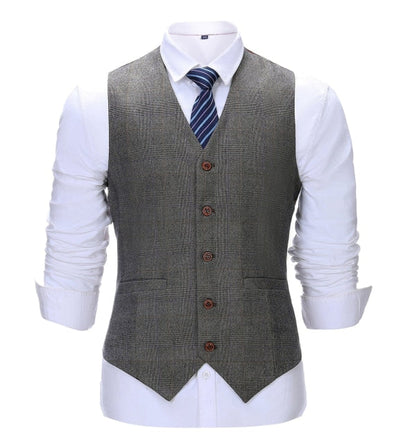 Men's 3 Pieces Classic Fine Grey Check Suit