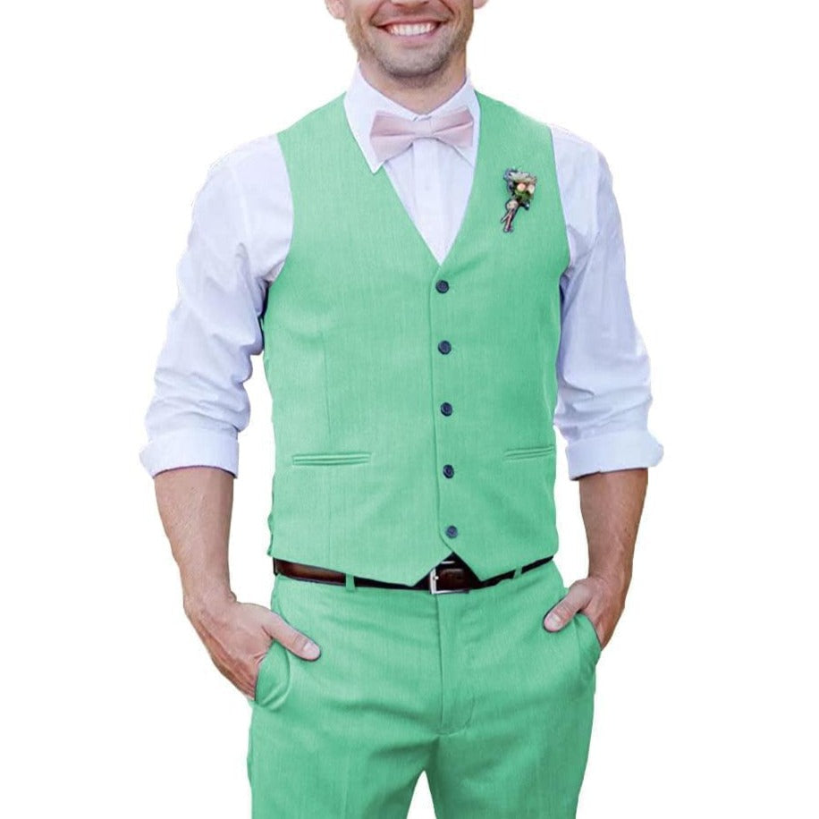 Men's Waistcoat And Trousers Suit Mint Green