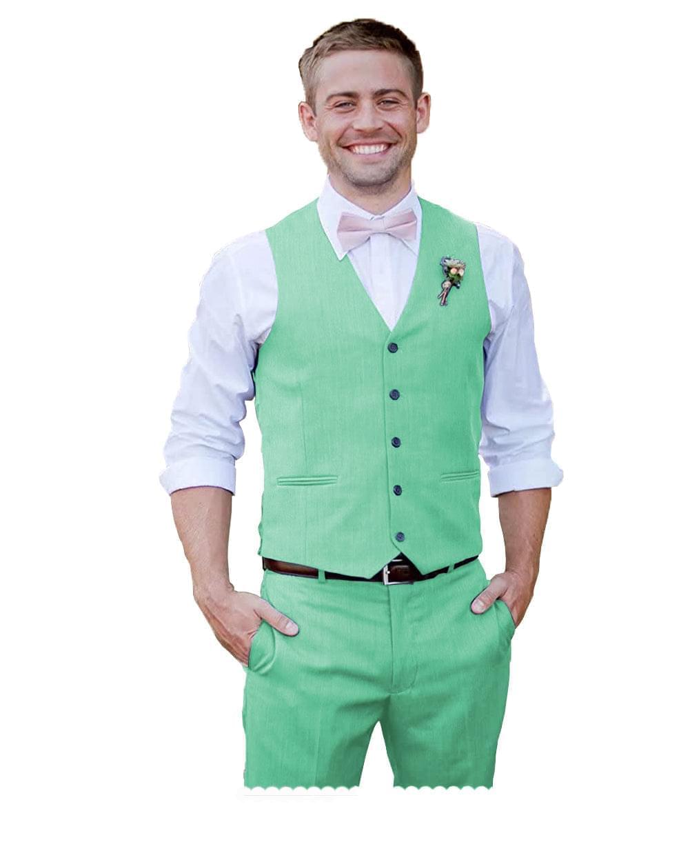 Men's V Neck Vest Suit