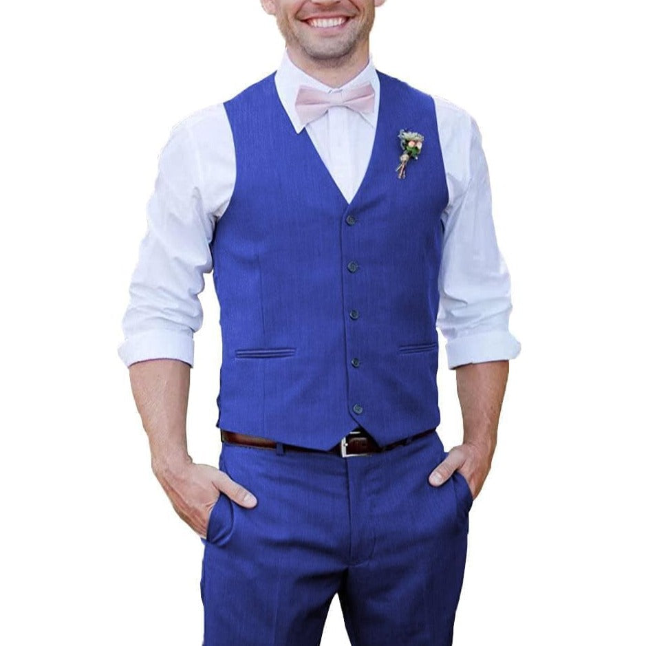 Men's Waistcoat And Trousers Suit Royal Blue