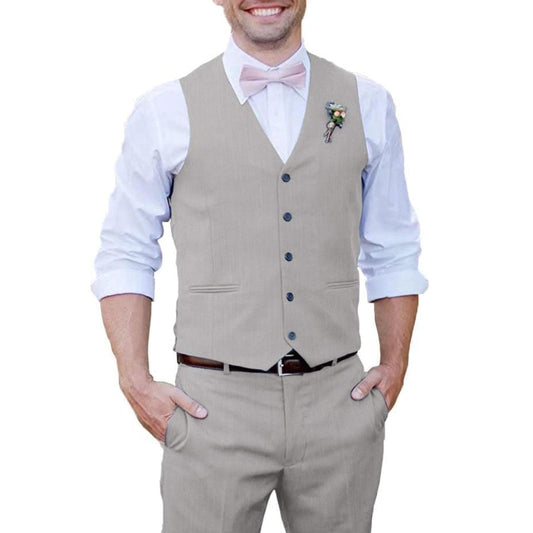 Men's Waistcoat And Trousers Suit Silver